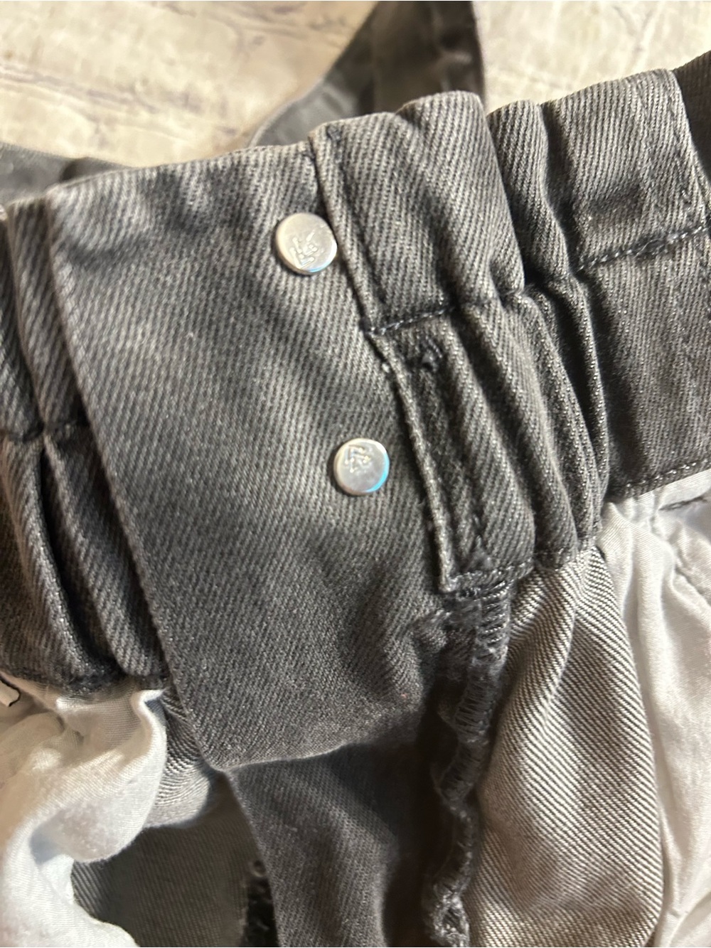 VERVET GRAY WASH HIGH-RISE PAPER BAG DENIM SHORTS MATCHING TIE BELT RETRO SIZE L - Picture 11 of 11